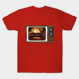 Yule Log Vintage TV T-Shirt